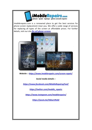 Fix Cell Phone Screens | Imobilerepairs.com