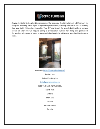 Plumbing services toronto | Goproplumbing.ca