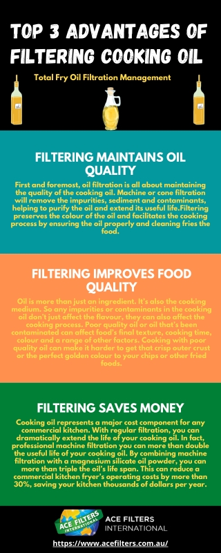 Top 3 Advantages of Filtering Cooking Oil - Ace Filters