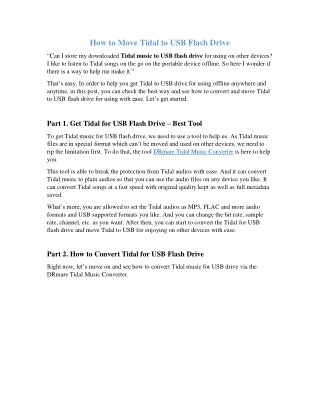 Tidal to USB - How to Save Tidal Music to USB Flash Drive