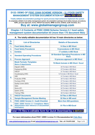 Readymade FSSC 22000 (VERSION 5.1) Manual Procedures Documentation Kit