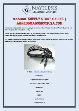 Masonic supply store online | Arreosmasonicosusa.com