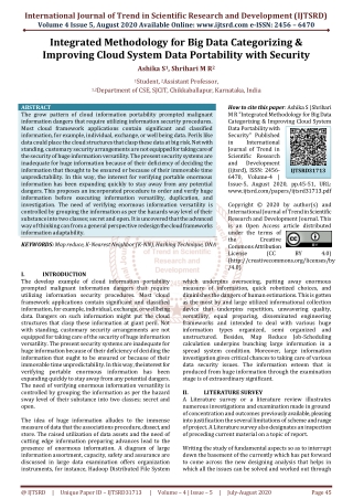 Integrated Methodology for Big Data Categorizing and Improving Cloud System Data Portability with Security