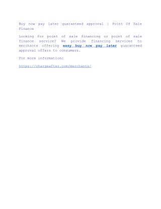 Buy now pay later guaranteed approval | Point Of Sale Finance