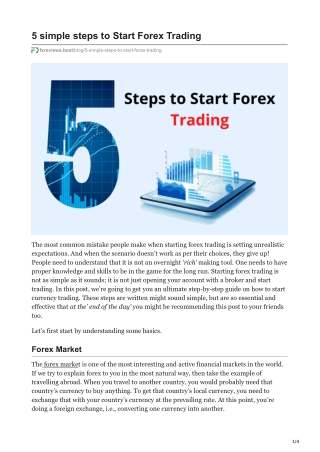 5 simple steps to Start Forex Trading