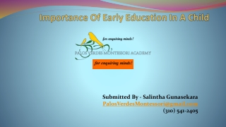 Importance of Early Education in a Child