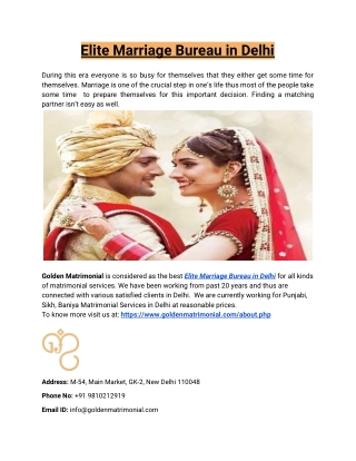 Best Elite Marriage Bureau in Delhi
