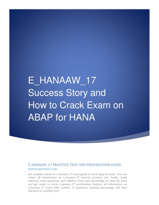 E_HANAAW_17 Success Story and How to Crack Exam on ABAP for HANA