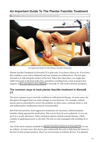 Plantar Fasciitis Treatment in Norwalk CT