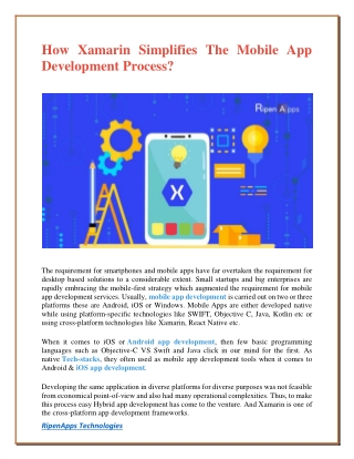 How Xamarin Simplifies The Mobile App Development Process?