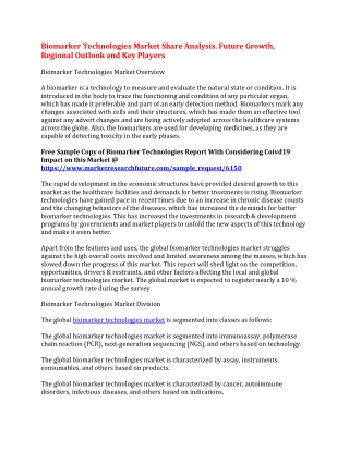 Biomarker Technologies Market Share Analysis. Future Growth, Regional Outlook and Key Players