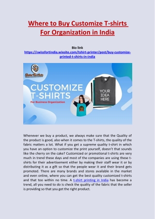 Buy Customize T-shirts For Organization in India