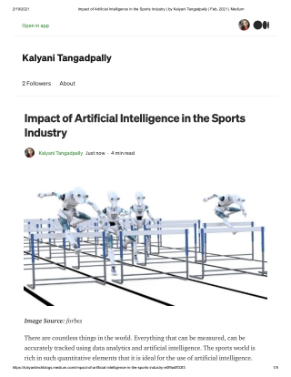 Impact of artificial intelligence in the sports industry