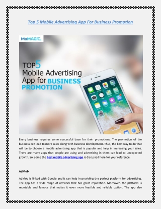 Top 5 Mobile Advertising App For Business Promotion