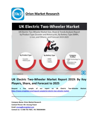 UK Electric Two-Wheeler Market Share 2019: Trends, Key Players, Industry Analysis Report to 2025