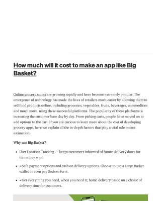 How much will it cost to make an app like Big Basket?