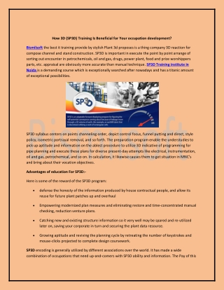 How 3D (SP3D) Training Is Beneficial for Your occupation development?