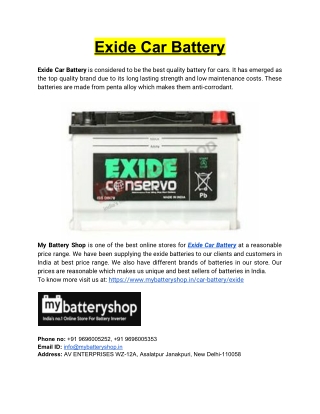 Exide Car Battery