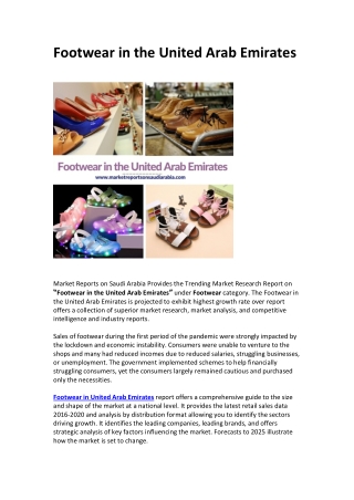 United Arab Emirates Footwear Market Opportunity and Forecast 2025