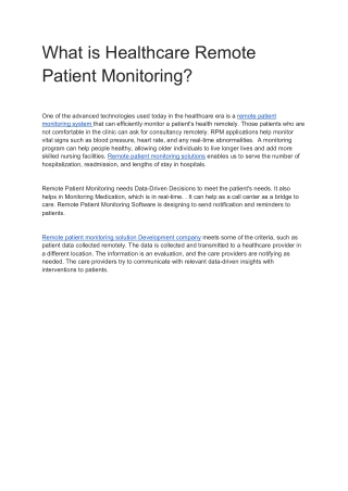 Remote Patient Monitoring Systems