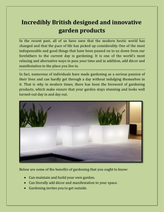 Incredibly British designed and innovative garden products