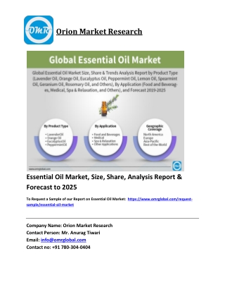 Essential Oil Market Growth, Size, Share, Industry Report and Forecast 2019-2025