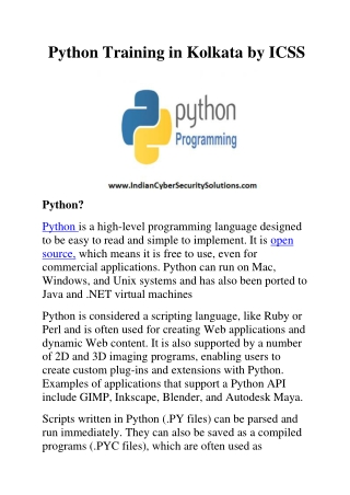 Python Training in Kolkata by ICSS