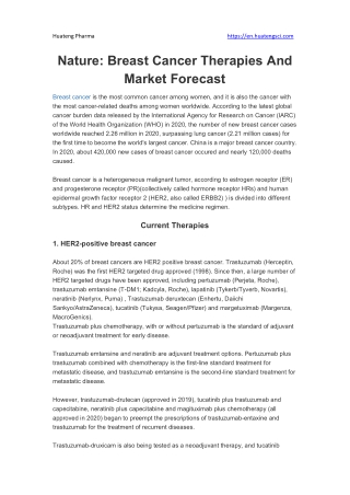 Nature: Breast Cancer Therapies And Market Forecast