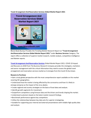 Global Travel Arrangement And Reservation Services Market Report 2021