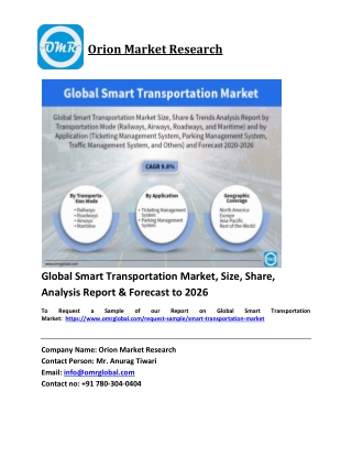 Global Smart Transportation Market Trends, Size, Competitive Analysis and Forecast 2020-2026