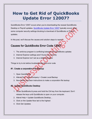 QuickBooks Update Error 12007: Best Methods to Resolve It