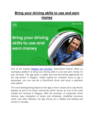 Bring your driving skills to use and earn money