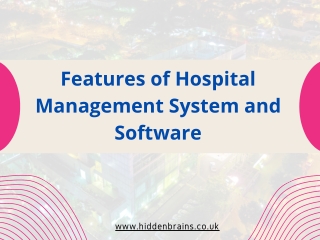 Features of Hospital Management System and Software