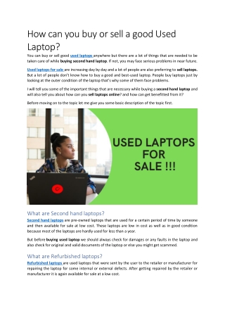 How can you buy or sell a good Used Laptop?