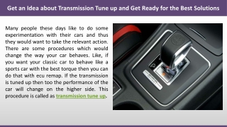 Get an Idea about Transmission Tune up and Get Ready for the Best Solutions