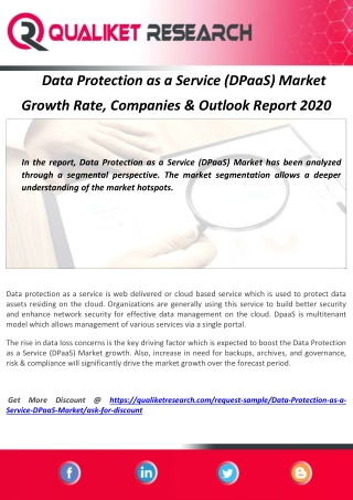 Data Protection as a Service (DPaaS) Market  Growth Rate, Companies & Outlook Report 2020