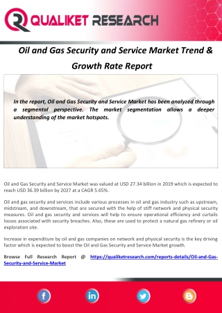 Oil and Gas Security and Service Market Trend &  Growth Rate Report