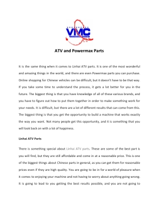 ATV and Powermax Parts