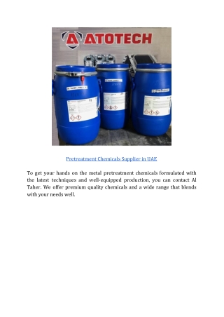 Pretreatment Chemicals Supplier in UAE