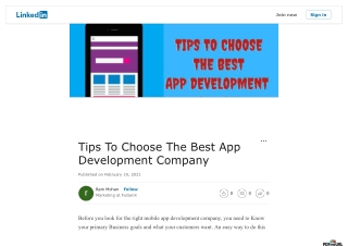 Tips To Choose The Best App Development Company