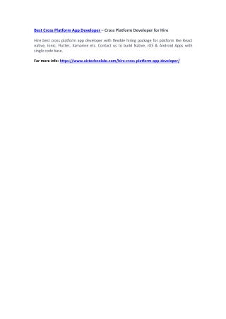 Best Cross Platform App Developer – Cross Platform Developer for Hire