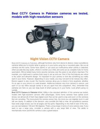 Best CCTV Camera in Pakistan cameras we tested, models with high-resolution sensors