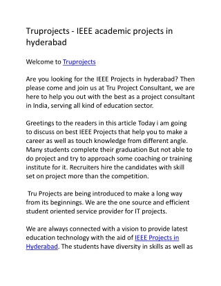 IEEE Projects in Hyderabad