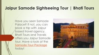 Jaipur Samode Sightseeing Tour | Bhati Tours