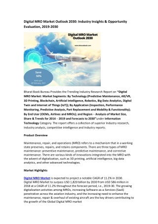 Digital MRO Market Outlook 2030: Industry Insights & Opportunity Evaluation, 2019-2030