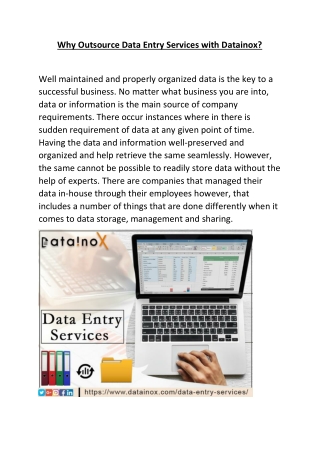 Why Outsource Data Entry Services with Datainox?