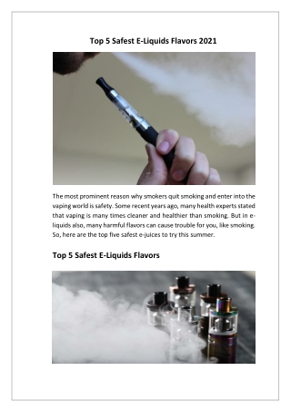 Top 5 Safest E-Liquids Flavors 2021