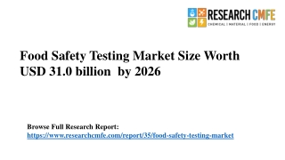 Food Safety Testing Market Size Worth US$31.0 billion by 2026