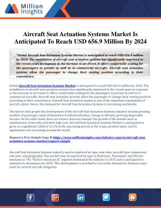 Global Aircraft Seat Actuation Systems Market Size, Demand, Region, Top Vendors And Forecast To 2024