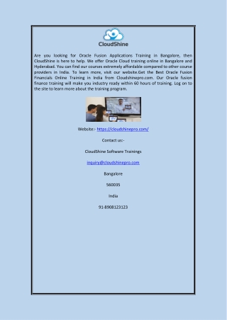 Oracle Fusion Cloud Training | CloudShine